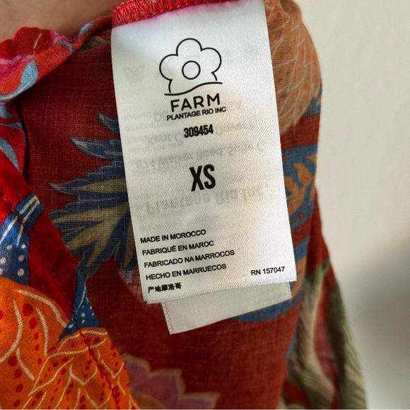 FARM Rio Red Floral Blouse with Pineapple Print size XS - Picture 8 of 10